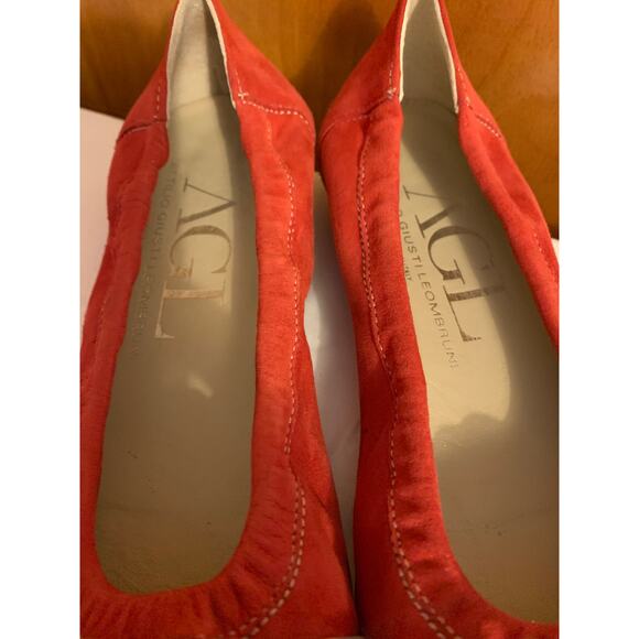 Attilio Giusti Leombrum Vero Cuoio Size 38 Made in Italy Red/Gold Ballet Flat - Picture 3 of 10